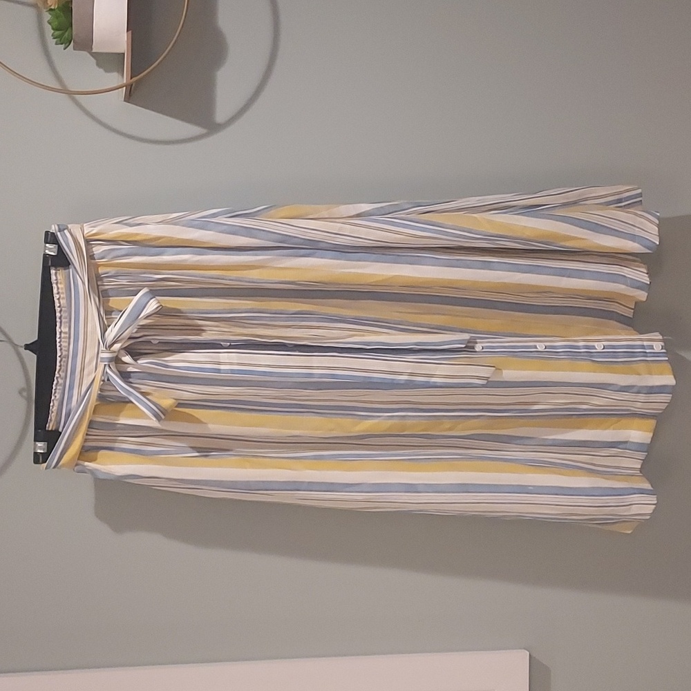Womans striped Maxi skirt.Yellow, light blue, and white.Size XS. Brand: Mikarose